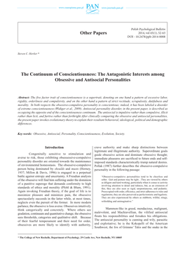 The Antagonistic Interests Among Obsessive and Antisocial Personalities