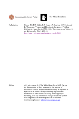 The White Horse Press Full Citation: Crook, D.S. D.J. Siddle, R.T. Jones, J.A. Dearing, G.C. Foster and R. Thompson. 