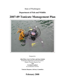 2007-09 Tunicate Management Plan