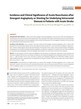 Incidence and Clinical Significance of Acute Reocclusion After Emergent