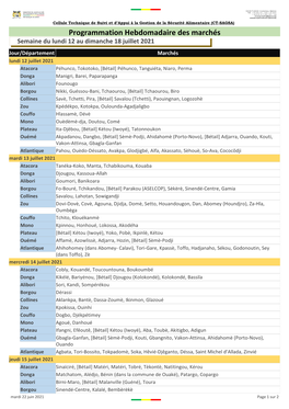 Programmation Hebdomadaire Des Marchés
