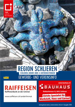 REGION SCHLIEREN SCHLIEREN, URDORF, OBER- & UNTERENGSTRINGEN Verteilt Durch: GEWERBE- UND VEREINSINFO