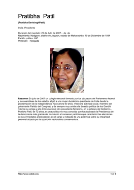 Pratibha Patil (Pratibha Devisinghpatil)