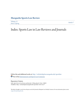 Sports Law in Law Reviews and Journals