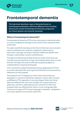 Frontotemporal Dementia