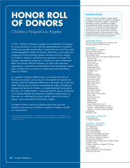 Honor Roll of Donors