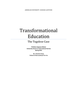 Transformational Education the Togolese Case