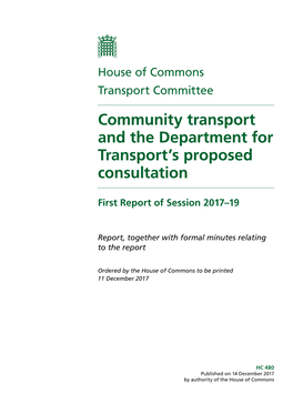 Community Transport and the Department for Transport's Proposed Consultation