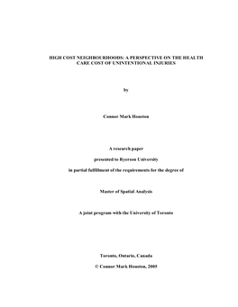 High Cost Neighbourhoods: a Perspective on the Health Care Cost of Unintentional Injuries