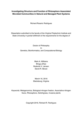 Investigating Structure and Function of Rhizosphere Associated Microbial Communities in Natural and Managed Plant Systems