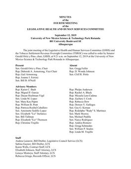 MINUTES of the FOURTH MEETING of the LEGISLATIVE HEALTH and HUMAN SERVICES COMMITTEE