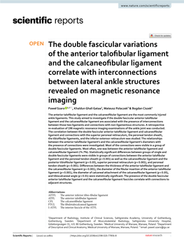 The Double Fascicular Variations of the Anterior Talofibular Ligament and The