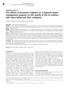 The Effects of Transanal Irrigation As a Stepwise Bowel Management Program on the Quality of Life of Children with Spina Biﬁda and Their Caregivers