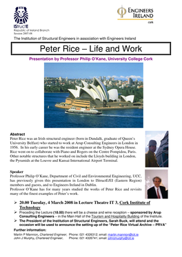 Peter Rice – Life and Work