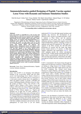 Immunoinformatics-Guided Designing of Peptide Vaccine Against Lassa Virus with Dynamic and Immune Simulation Studies