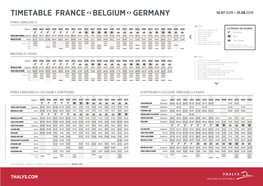 Timetable France Belgium Germany