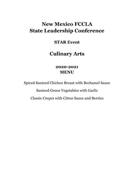 New Mexico FCCLA State Leadership Conference Culinary Arts