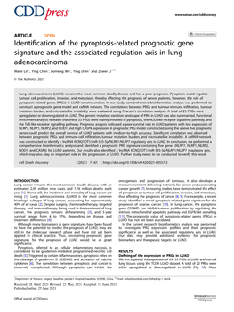 Identification of the Pyroptosis‑Related Prognostic Gene Signature and the Associated Regulation Axis in Lung Adenocarcinoma