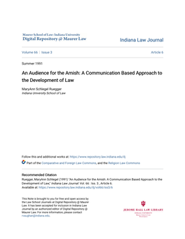 An Audience for the Amish: a Communication Based Approach to the Development of Law