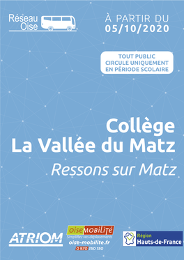 Horaires 2020/2021 Bus Collège Ressons Sur Matz