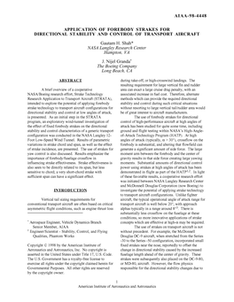 Aiaa-98-4448 Application of Forebody Strakes For