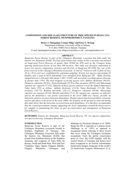 Composition and Size Class Structure of Tree Species in Ihang'ana