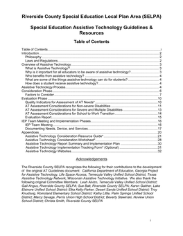 Riverside County Special Education Local Plan Area (SELPA)