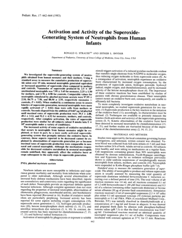 Activation and Activity of the Superoxide- Generating System of Neutrophils from Human Infants