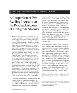 A Comparison of Two Reading Programs on the Reading Outcomes of First-Grade Students