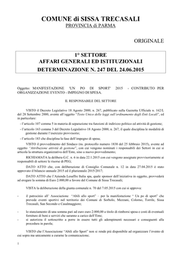 COMUNE Di SISSA TRECASALI PROVINCIA Di PARMA