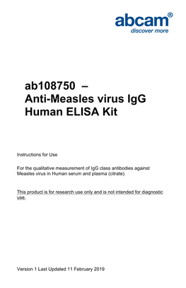 Anti-Measles Virus Igg Human ELISA Kit