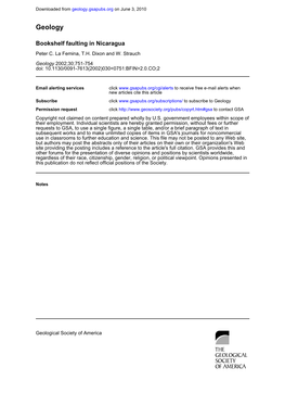 Lafemina, P. C., T. H. Dixon, W. Strauch, Bookshelf Faulting In