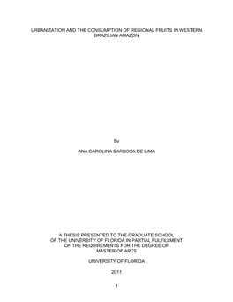 Urbanization and the Consumption of Regional Fruits in Western Brazilian Amazon