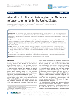 Mental Health First Aid Training for the Bhutanese Refugee Community In