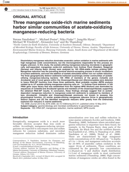 Three Manganese Oxide-Rich Marine Sediments Harbor Similar Communities of Acetate-Oxidizing Manganese-Reducing Bacteria