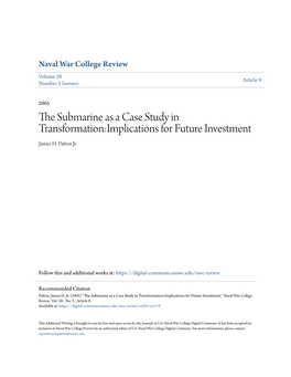 The Submarine As a Case Study in Transformation:Implications for Future Investment