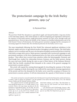 The Protectionist Campaign by the Irish Barley Growers, 1919–34*