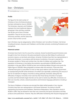 Iran - Christians Page 1 of 2