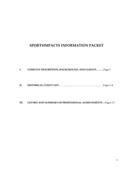 Sportsimpacts Information Packet