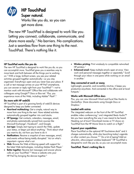 HP Touchpad Datasheet