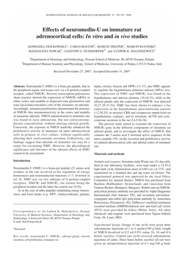 Effects of Neuromedin-U on Immature Rat Adrenocortical Cells: in Vitro and in Vivo Studies