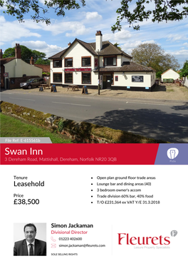 Swan Inn 3 Dereham Road, Mattishall, Dereham, Norfolk NR20 3QB