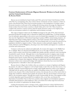 Contract Enslavement of Female Migrant Domestic Workers in Saudi Arabia and the United Arab Emirates by Romina Halabi