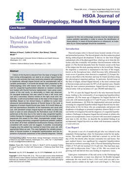 Incidental Finding of Lingualthyroid in an Infant with Hoarseness