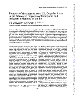 Tumours of the Anterior Uvea. III. Oxytalan Fibres in the Differential Diagnosis of Leiomyoma and Malignant Melanoma of the Iris