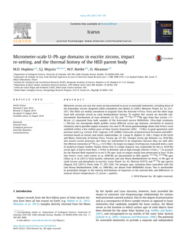 Pb Age Domains in Eucrite Zircons, Impact Re-Setting, and the Thermal History of the HED Parent Body ⇑ M.D