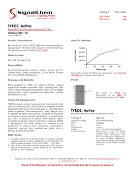 TYRO3, Active Recombinant Human Protein Expressed in Sf9 Cells