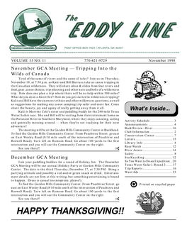 HAPPY THANKSGIVING!! Who Ya Gonna Call? the Following List Is Provided for If You Didn’T Receive Your Eddy Line - Call Ed Schultz Your Convenience: at 404-266-3734