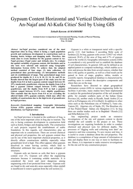 Gypsum Content Horizontal and Vertical Distribution of An-Najaf and Al-Kufa Cities' Soil by Using GIS