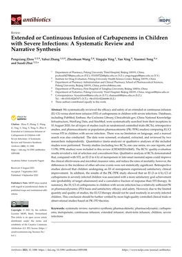 Extended Or Continuous Infusion of Carbapenems in Children with Severe Infections: a Systematic Review Andnarrative Synthesis